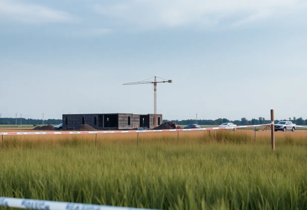 Police tape at a construction site in Lady Lake