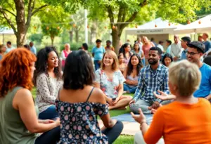 Participants at the Mental Health Expo in Indianapolis engaging in activities for mental wellness