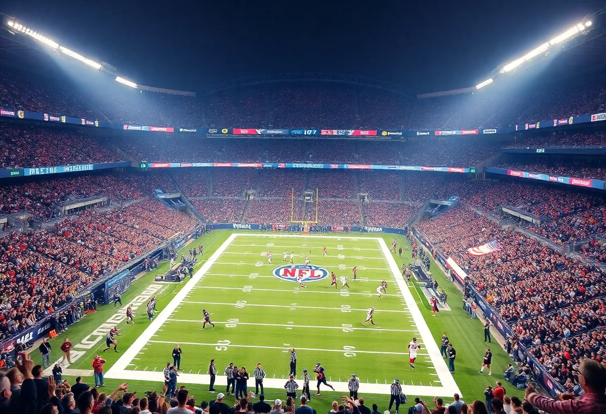 Football players in action during Week 4 NFL game at SoFi Stadium