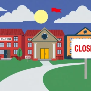 Conceptual illustration of school closures in Norfolk