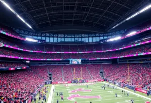 Los Angeles Rams game against the Indianapolis Colts promoting cancer awareness