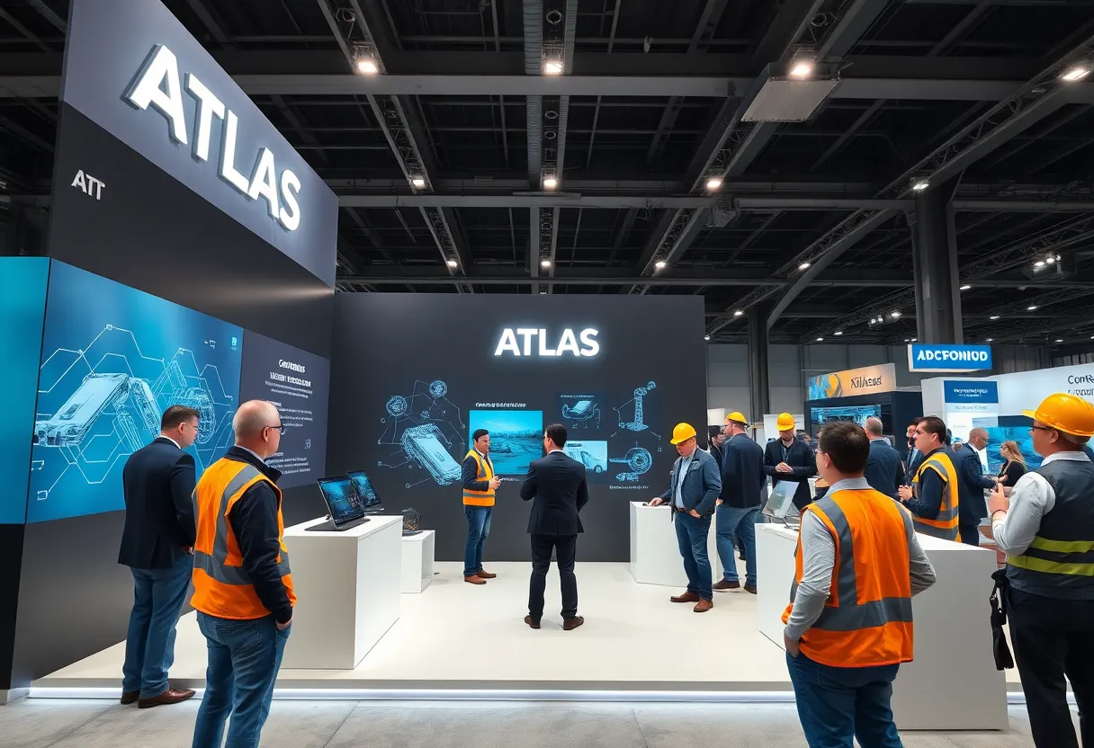Image of the Atlas AI platform booth at the Pantheon conference with visitors
