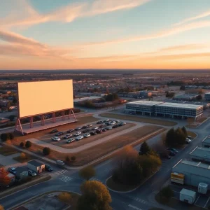 Aerial view of the Sherman Drive-In site proposed for data center development.