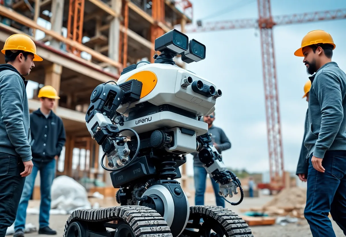 Unitree B2 robot conducting inspections at a construction site