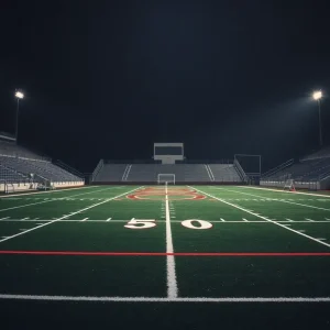 Empty high school football field
