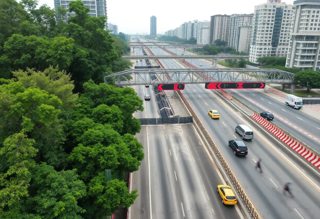 Construction area on U.S. 31 in Indianapolis with heavy machinery