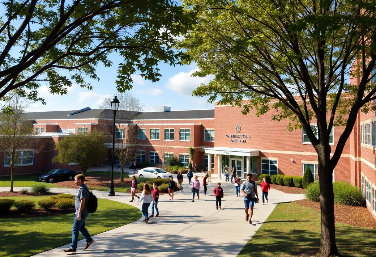 High school students on campus in Wilmington, North Carolina