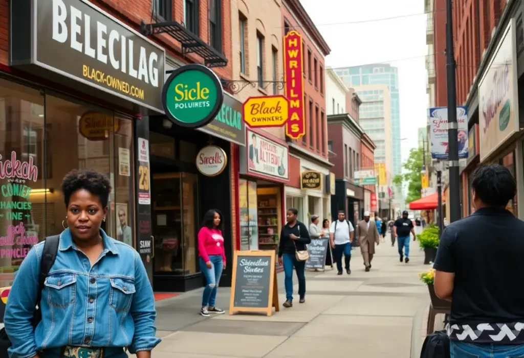 Diverse storefronts of Black-owned businesses in Indianapolis