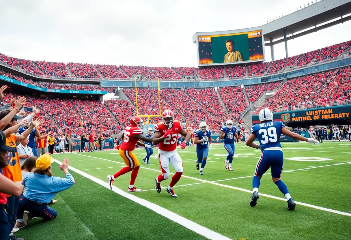 Colts and Cardinals football players in action at Lucas Oil Stadium