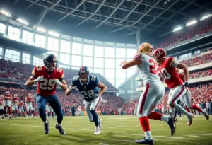 Football players during a game at Lucas Oil Stadium in Indianapolis