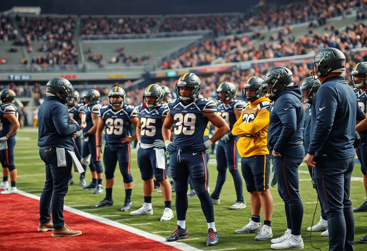 Indianapolis Colts defensive team preparing for game with coaching staff,