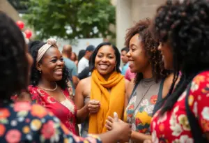 A diverse group of individuals engaging in community activities in Indianapolis.