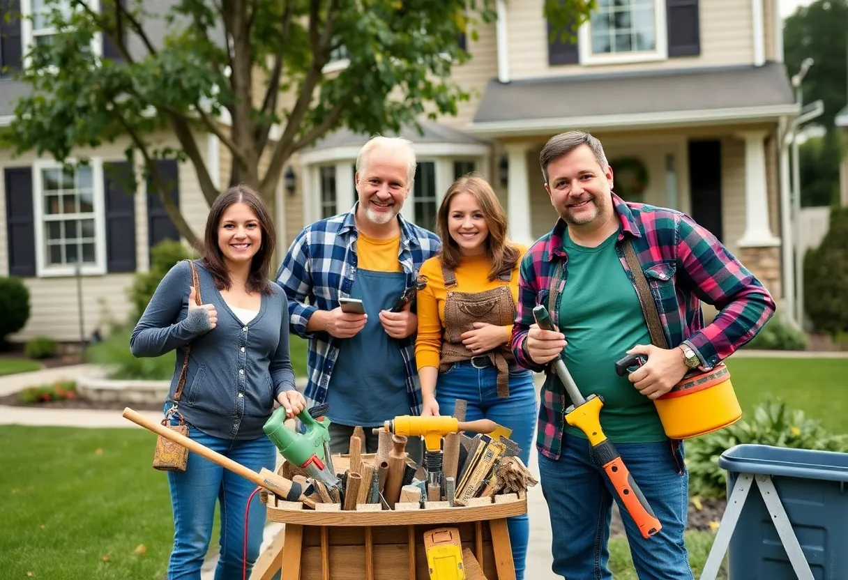 Family performing DIY home maintenance in Indianapolis