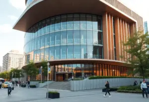 Exterior view of Elanco Animal Health's new headquarters in Indianapolis.