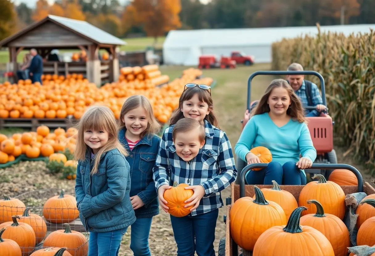 Families enjoying various activities during the Fall Festival at Waterman's Family Farm.