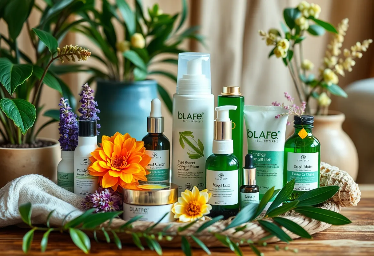 Display of plant-based skincare products from Frangipani Body Products