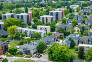 Vibrant urban landscape showcasing diverse housing options in Gary, Indiana.