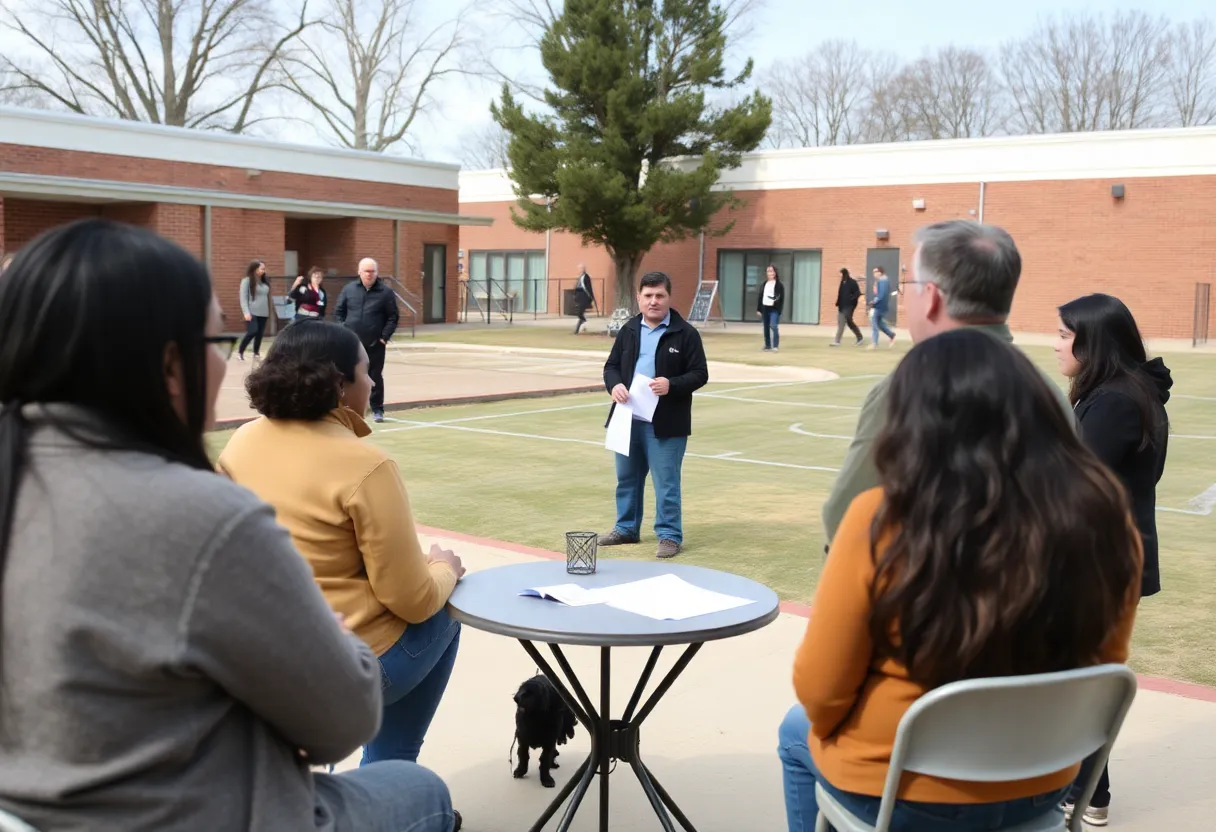 Community meeting discussing potential school closures