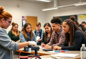 Students in a career apprenticeship program learning hands-on skills