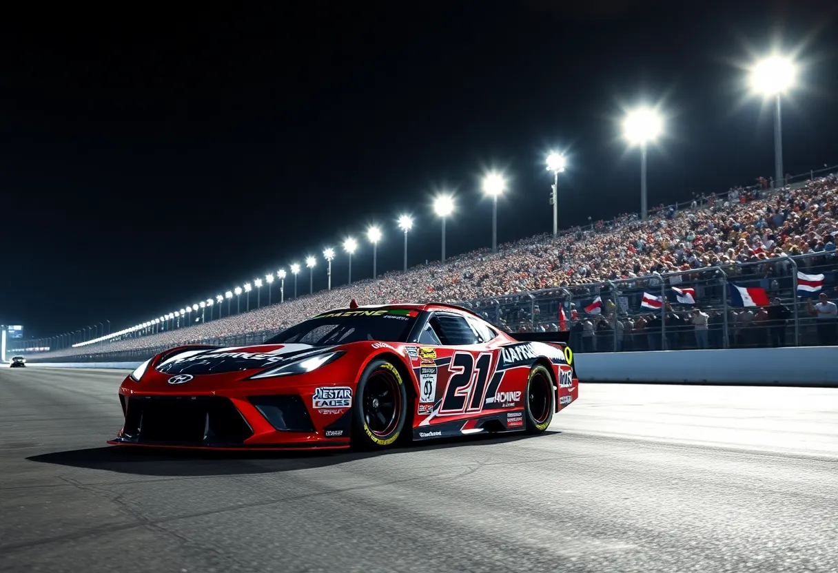 Race car crossing the finish line at Indianapolis Motor Speedway