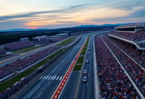 Racers competing in the Indianapolis 8 Hour at Indianapolis Motor Speedway.