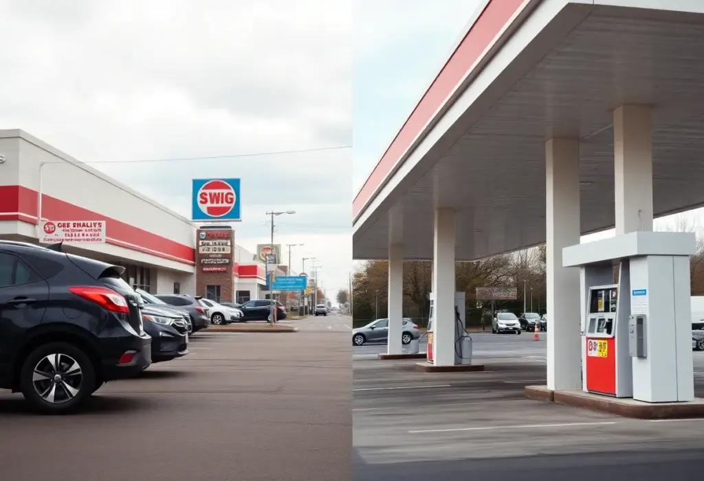 A visuals representation of rising car loan costs alongside decreasing gas prices in Indianapolis.