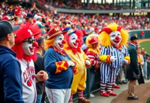 Indianapolis Clowns baseball team in action with fans cheering
