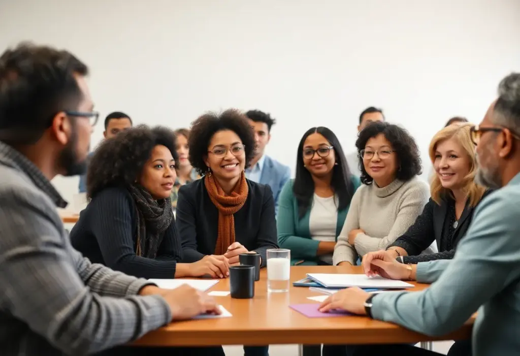 Community members discussing housing issues