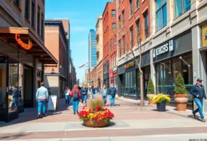 New retail stores in Indianapolis bustling with activity.