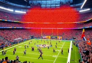 Football game scene with Colts players celebrating after a big play