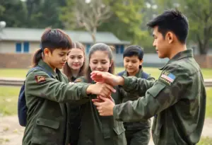 Michigan City High School Marine Corps JROTC team during competition