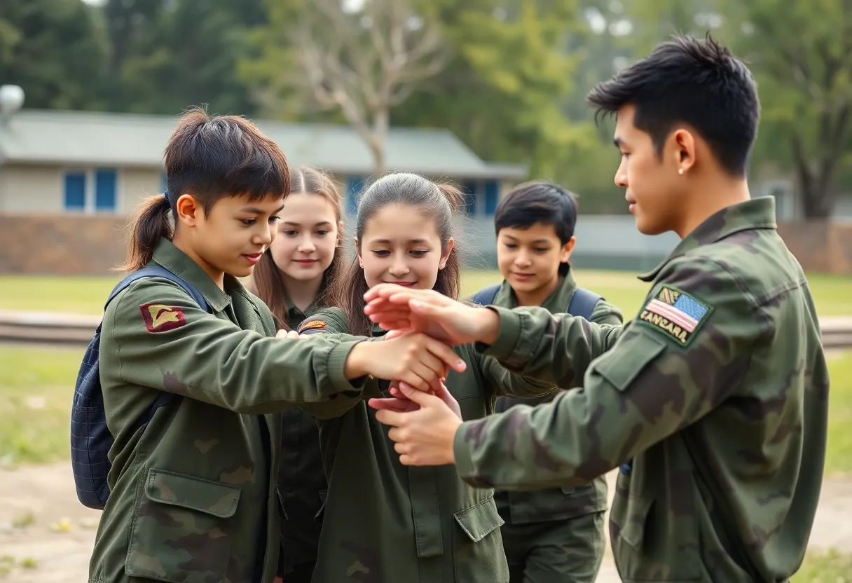 Michigan City High School Marine Corps JROTC team during competition
