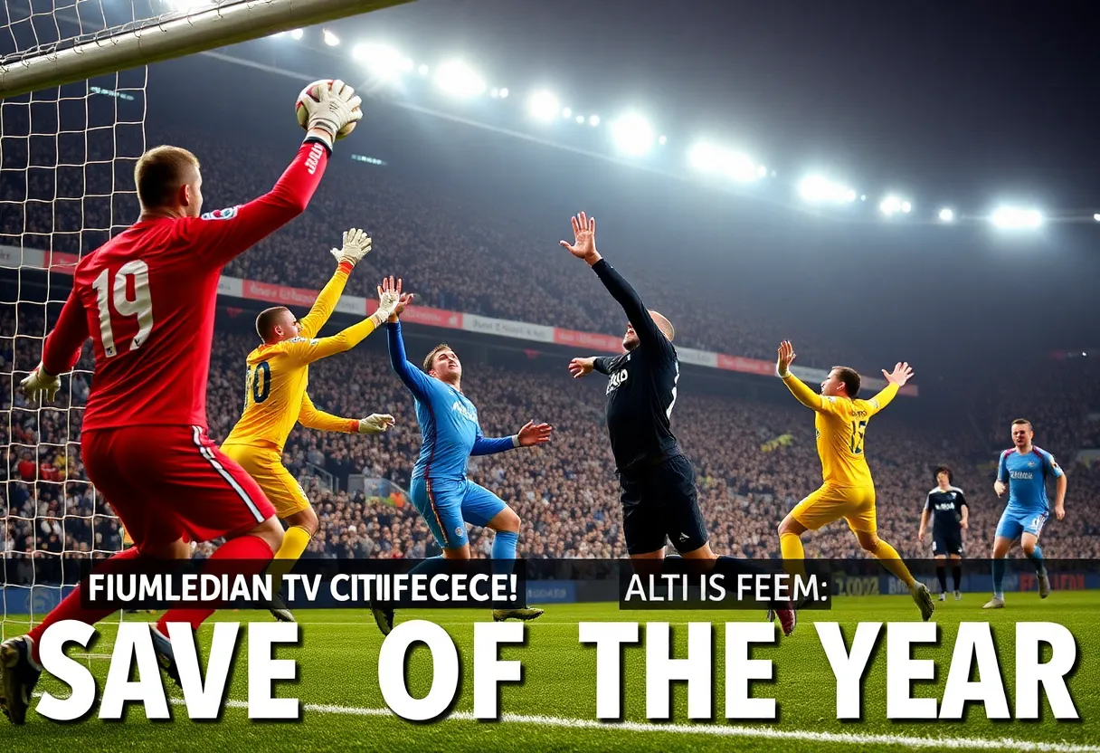 Goalkeepers showcasing impressive saves in a soccer match