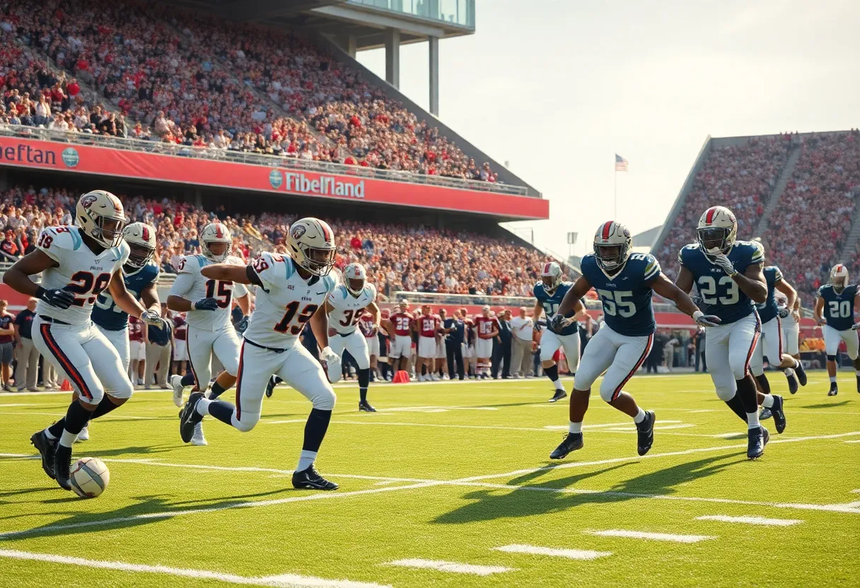 Football players competing fiercely on the field during NFL Week 6 match