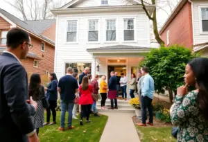 Prospective home buyers exploring an open house in Indianapolis