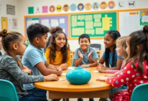Students participating in a conflict resolution program at school