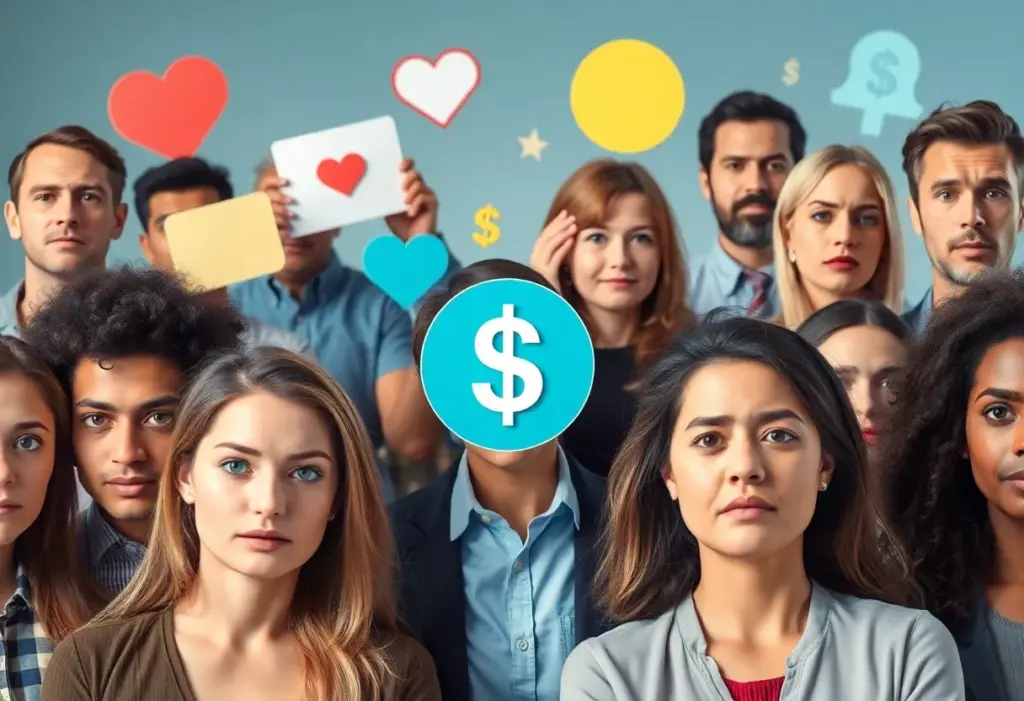 Illustration depicting rising health insurance costs in Indiana with concerned residents.