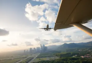 Airplane taking off from Indianapolis International Airport towards San Juan
