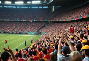 Fans cheering at the Titans vs Colts football game