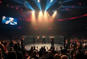 UFC fighters battling in the octagon during UFC 321