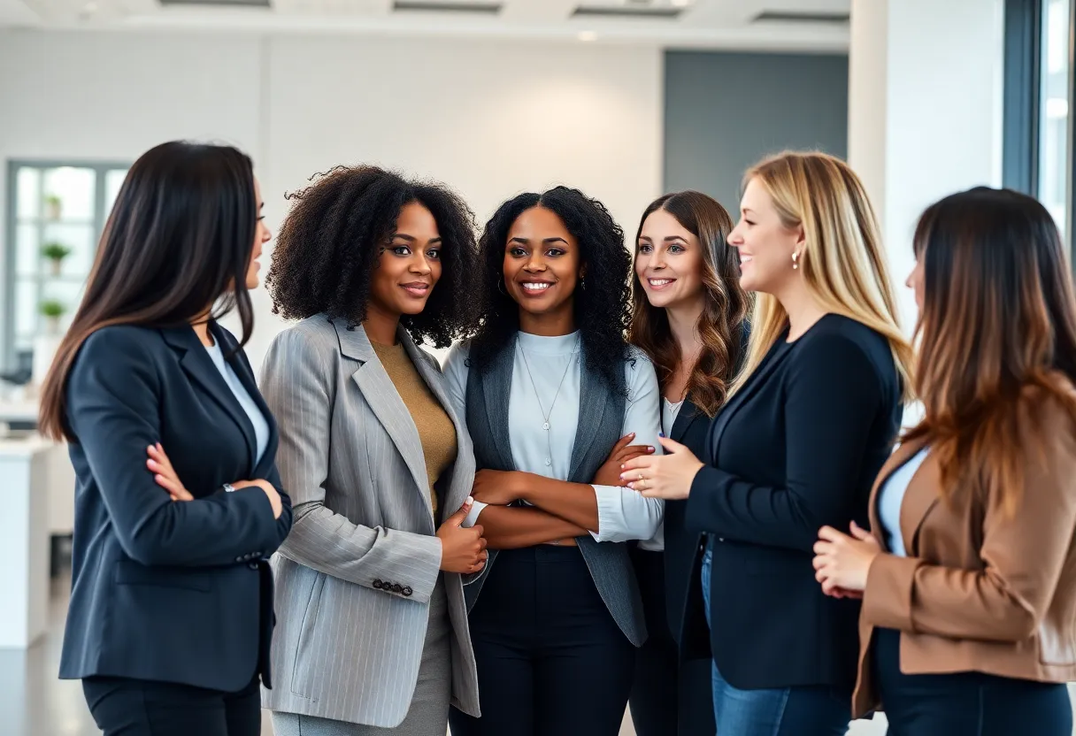 Diverse women entrepreneurs engaging in networking at the Women In Unity event in Indianapolis