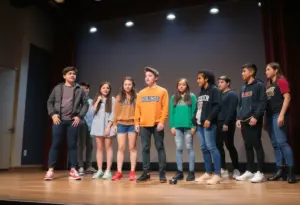 Teens performing a play addressing gun violence
