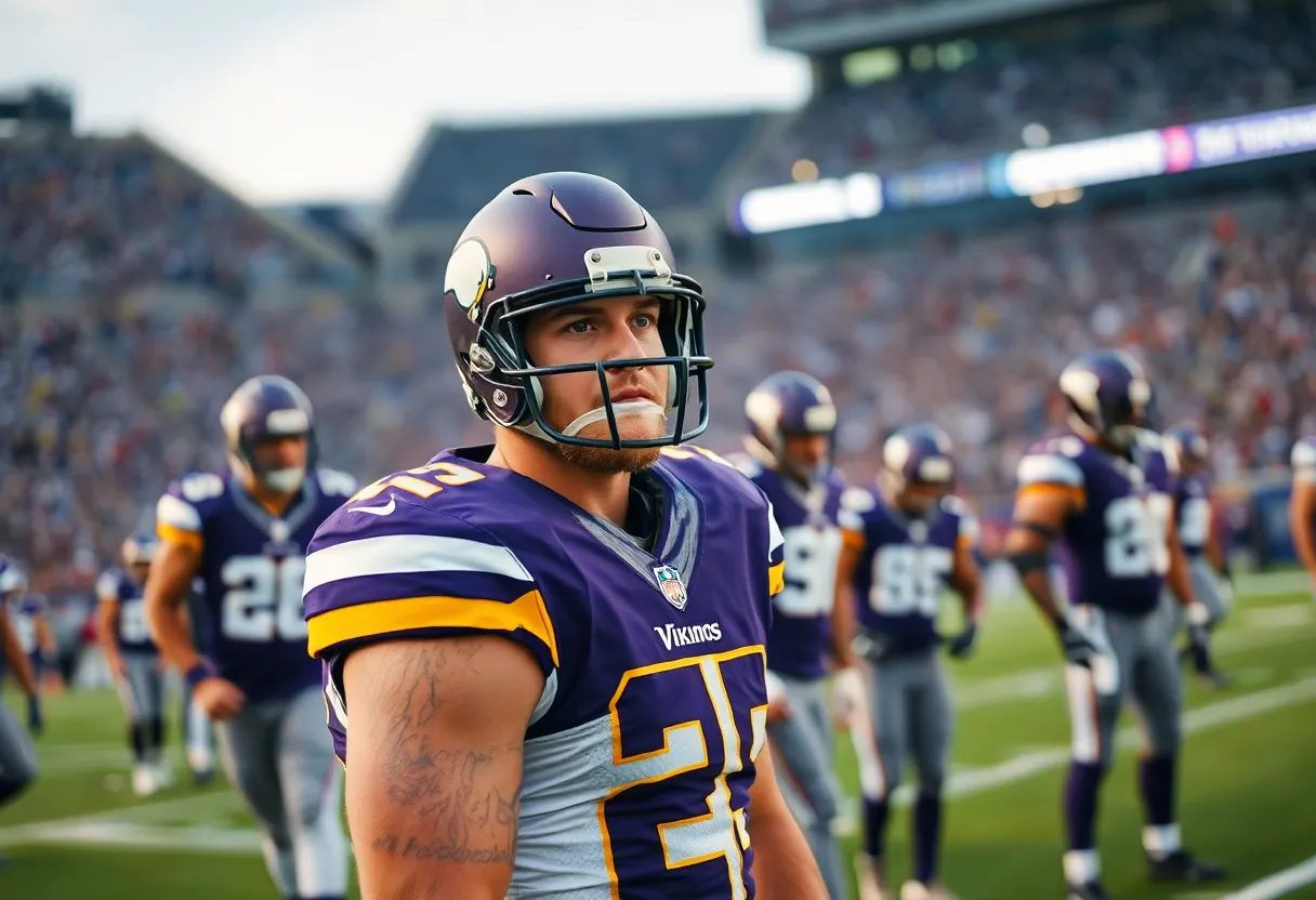 A Minnesota Vikings player in action on the field.