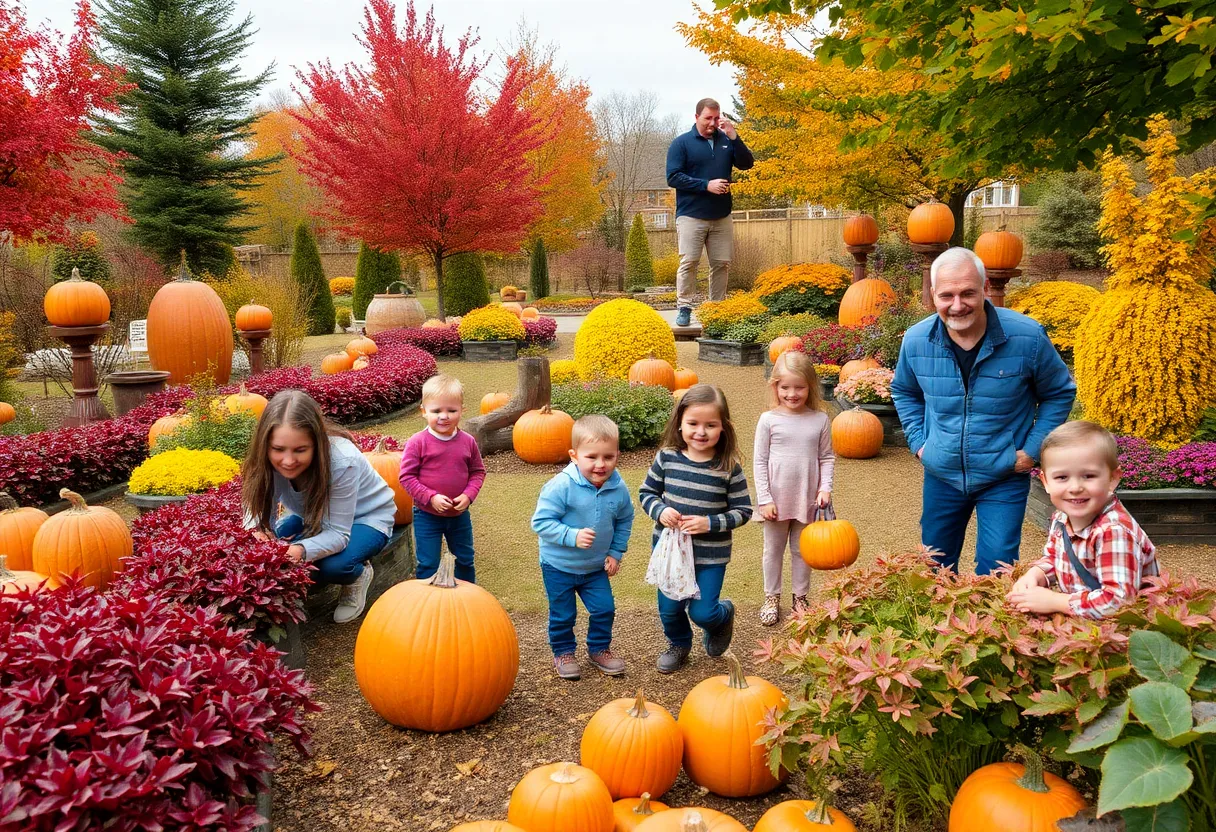 Families enjoying garden events in Indianapolis during autumn.