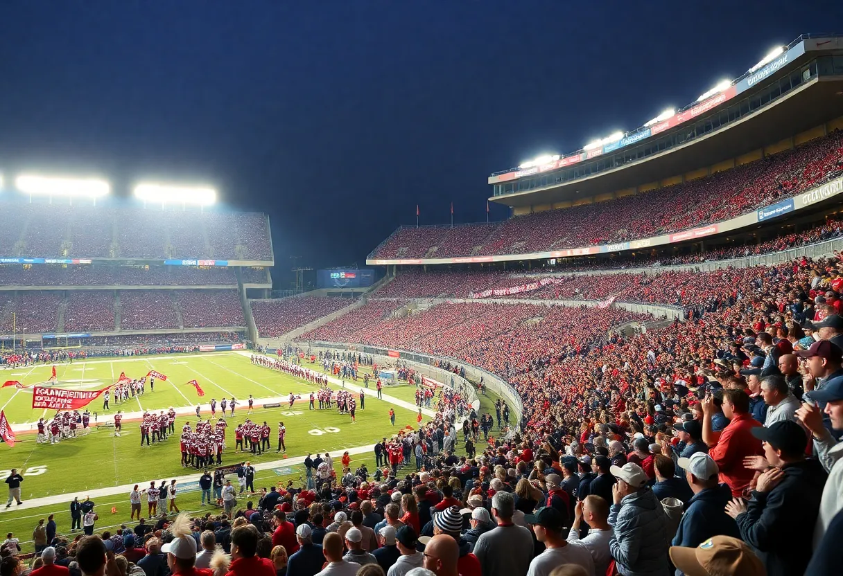 Fans and players at the Big Ten Championship Game