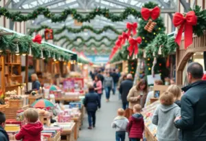 A lively scene from the Black Business Bazaar showcasing various vendors and families enjoying the event.