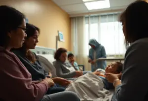 A hospital setting emphasizing the importance of child welfare advocacy and community support.