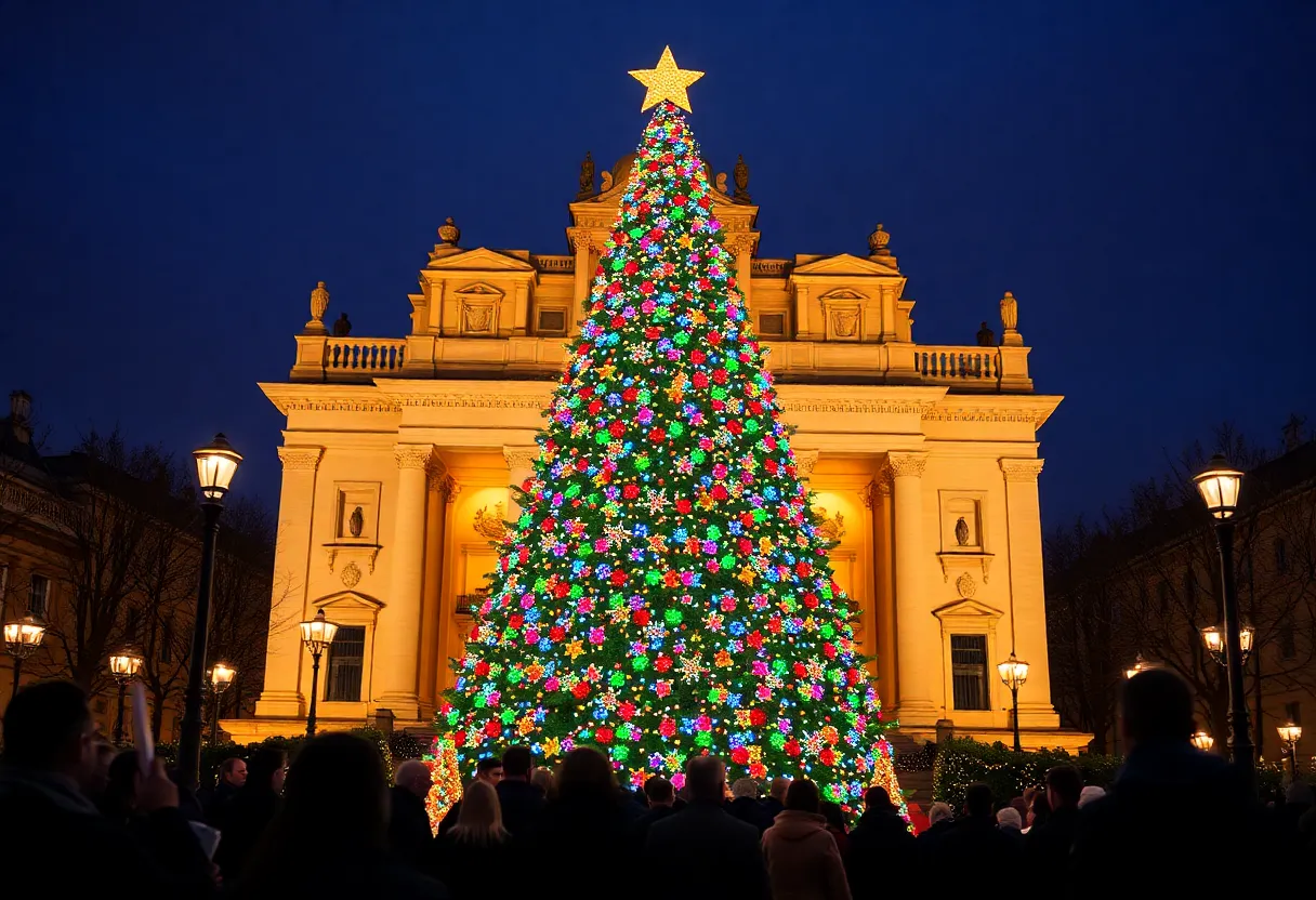 Dazzling Circle of Lights display on Monument Circle in Indianapolis