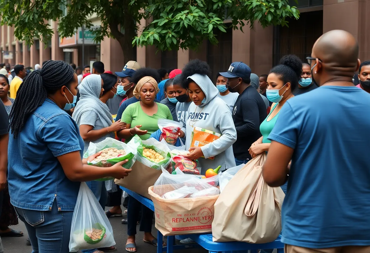 Residents receiving food assistance during a distribution event in Indianapolis