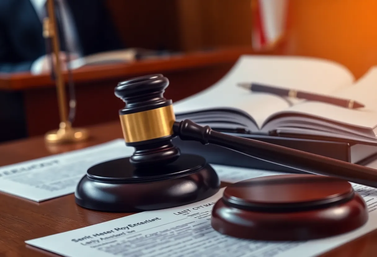 Courtroom setting representing the legal challenges faced by Mark Sanchez.